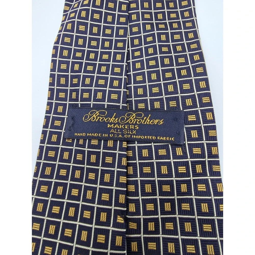 VTG Brooks Brothers Makers Black Gold Geometric Tie 56